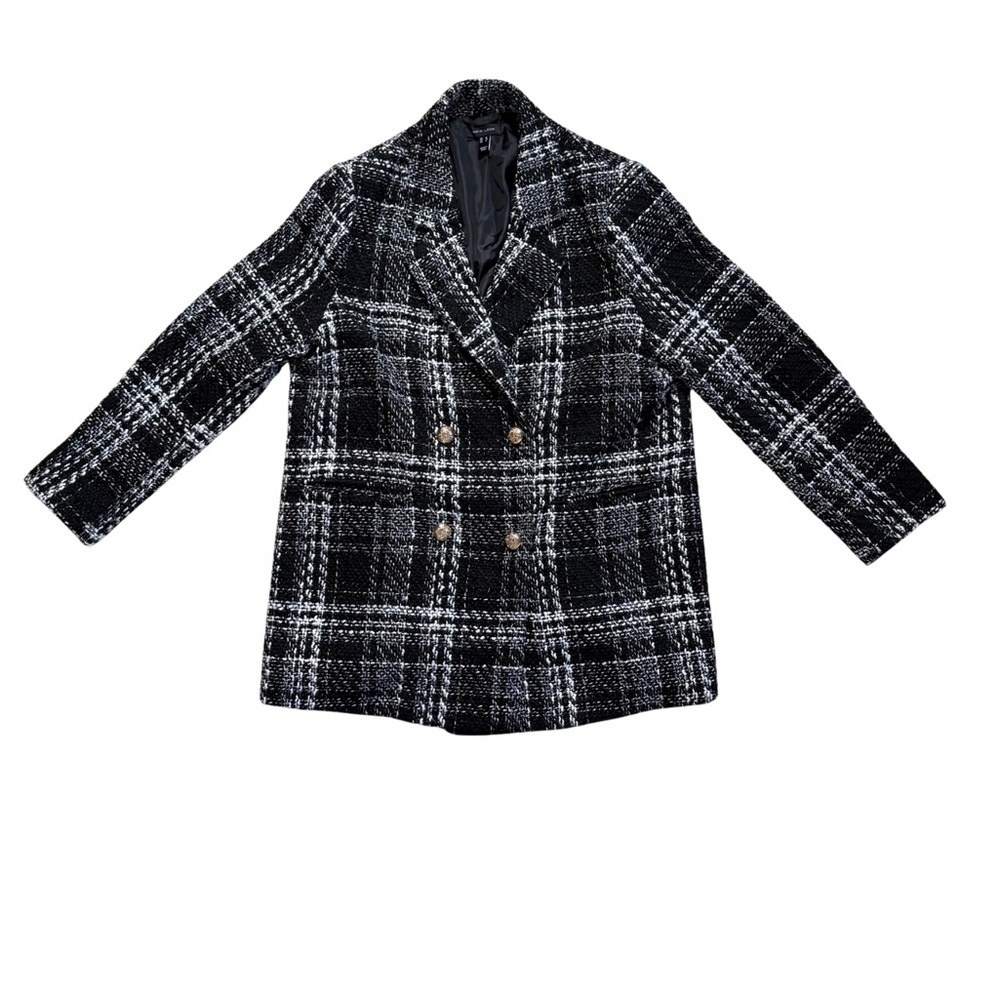New Look Women's Black and White Plaid Blazer Plus Size